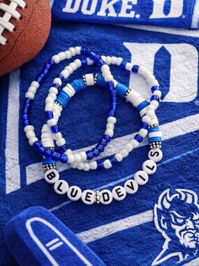 Set of 3 Duke Inspired Blue Devils gameday bracelet stack seed bead bracelets
